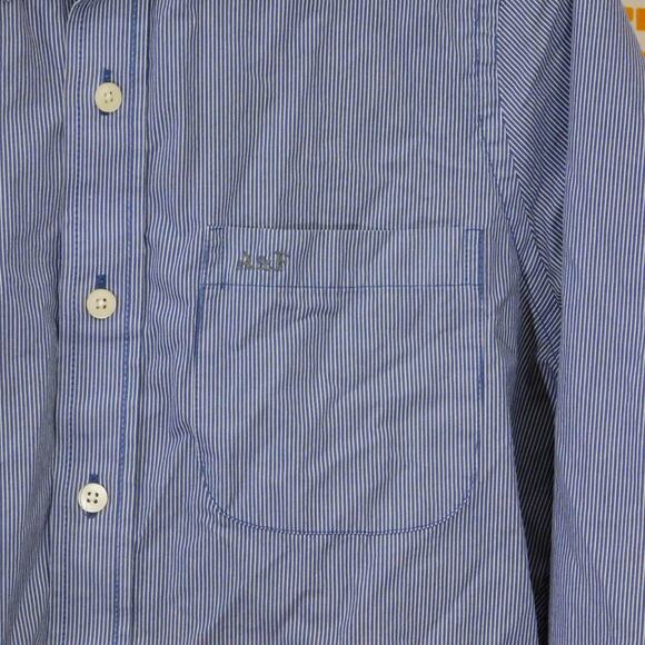 Y2K Striped Abercrombie & Fitch Muscle Button Down Shirt Size M Blue White - Picture 3 of 6